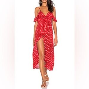 Red Foulard Faux Wrap Dress Band of Gypsies size small. Pre-owned.